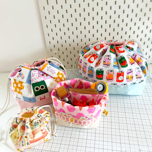 Divided drawstring pouch  - PDF pattern