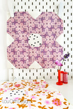 Load image into Gallery viewer, quilt block from the flower friends pattern. This modern floral design is great for busting some FQs